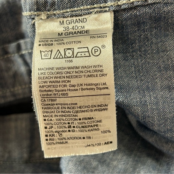 Banana Republic Button Down Shirt Men's Chambray Blue Camden Fit Sz Medium Tall - Picture 3 of 8